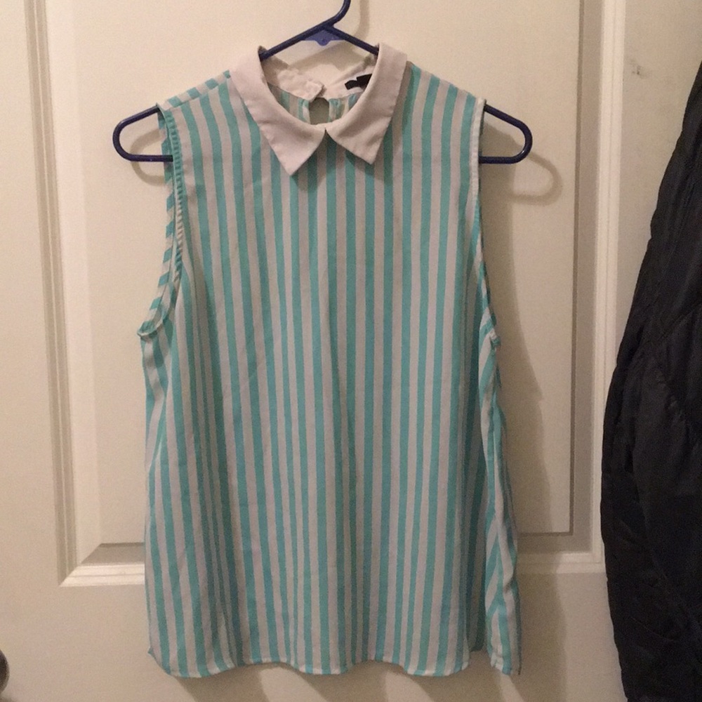 Striped Mint Peter Pan Collared Blouse